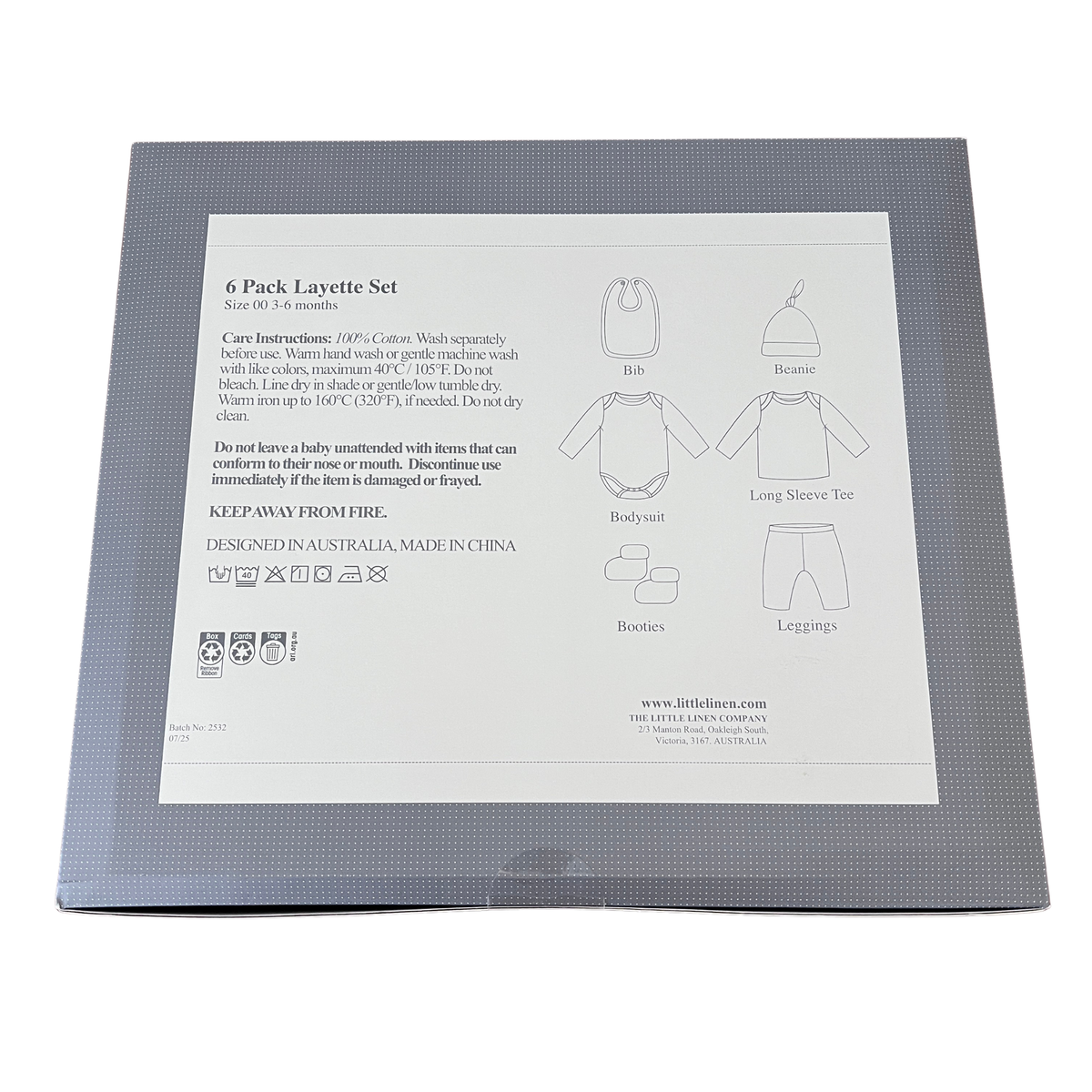 The Little Linen Company 6 Pack Layette Set - size 00