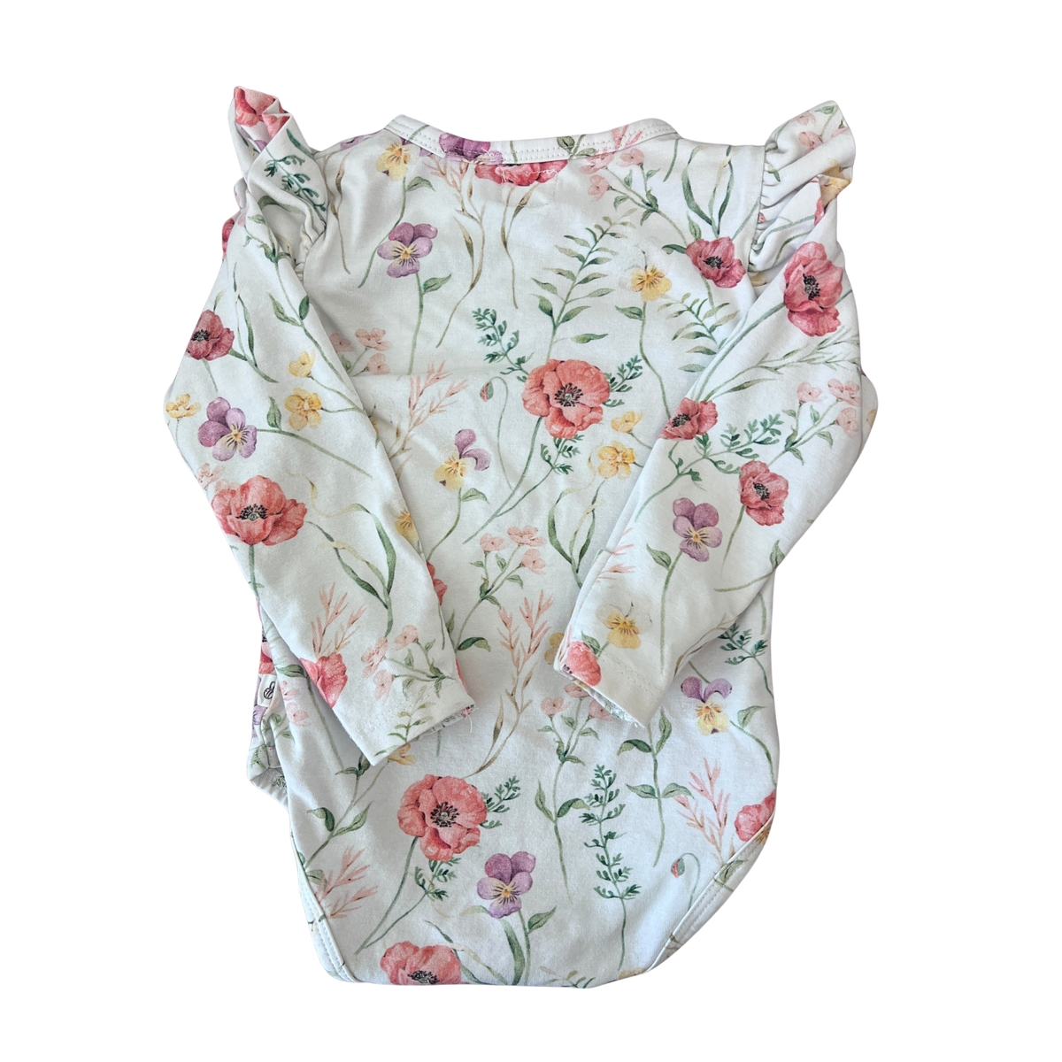Snuggle Hunny Meadow Long Sleeve Organic Bodysuit with Frill - size 00