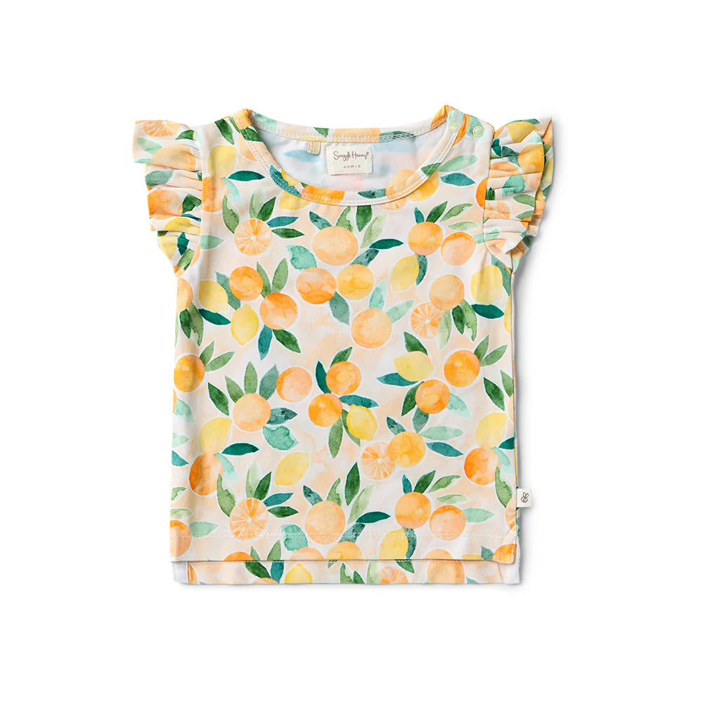 Snuggle Hunny sunny citrus organic t-shirt with frill - size 3 image 0