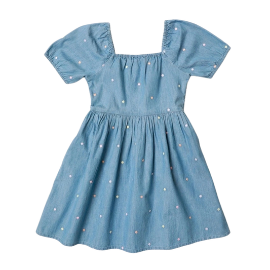 Milkshake puff sleeve chambray dress - size 8 image 0