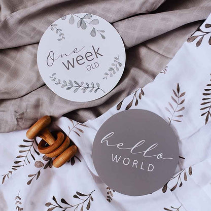 Snuggle Hunny reversible milestone cards - wild fern & grey image 1