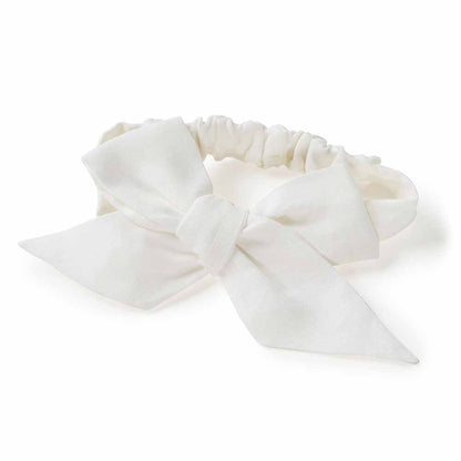 Snuggle Hunny pre-tied linen bow - white image 0