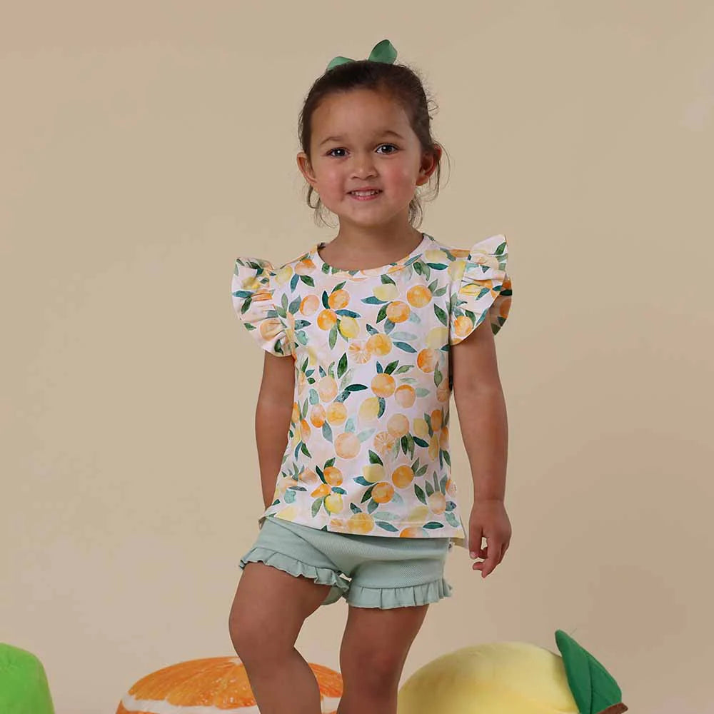Snuggle Hunny sunny citrus organic t-shirt with frill - size 3 image 3