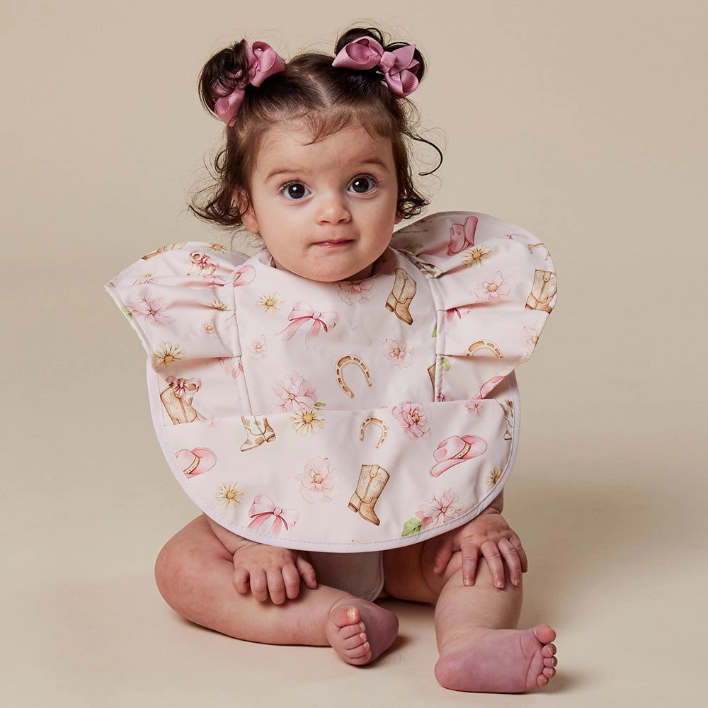 Snuggle Hunny Boots & Bows frill snuggle bib