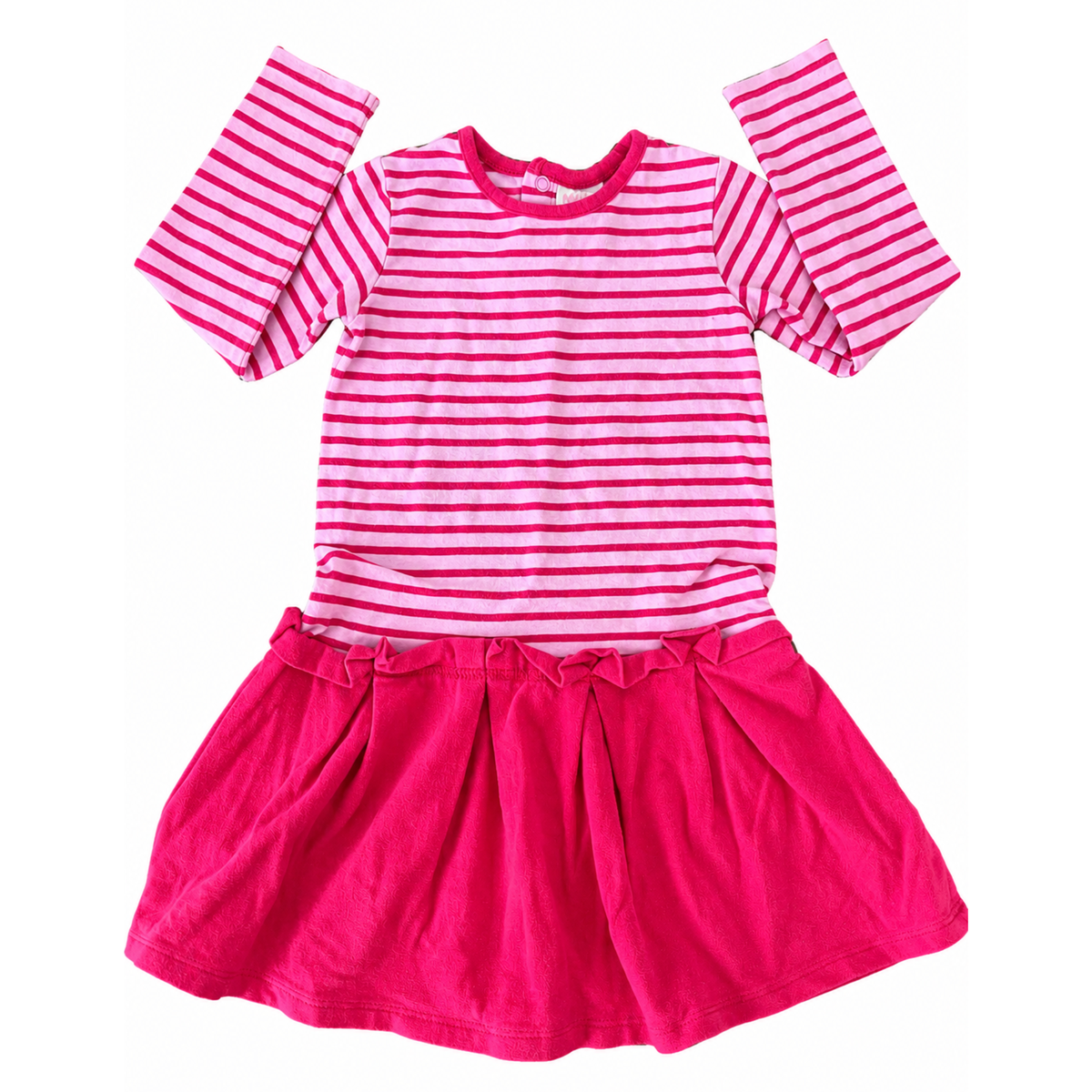 Milky Pink Stripe Long Sleeve Dress  - size 3