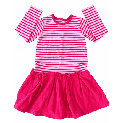 Milky Pink Stripe Long Sleeve Dress  - size 3