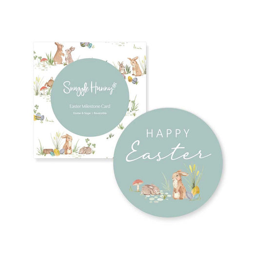 Snuggle Hunny reversible single milestone card - Easter Bunnies image 0
