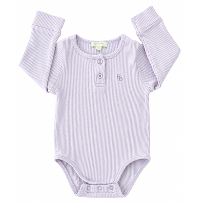 Purebaby Lilac rib henley bodysuit- size 1
