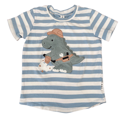 Hux Construction Dino Stripe Tee - size 4