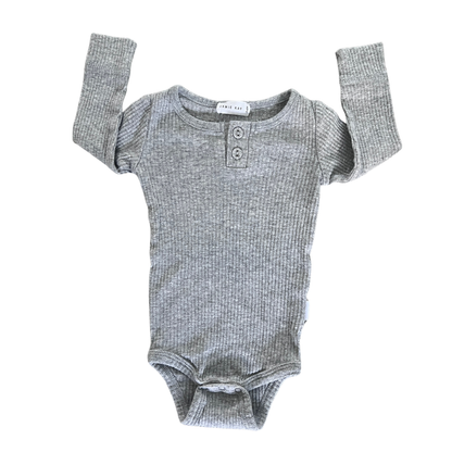 Jamie Kay Long sleeve cotton bodysuit in grey marle - size 00