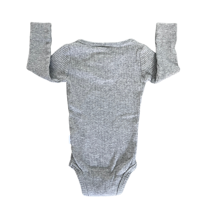 Jamie Kay Long sleeve cotton bodysuit in grey marle - size 00