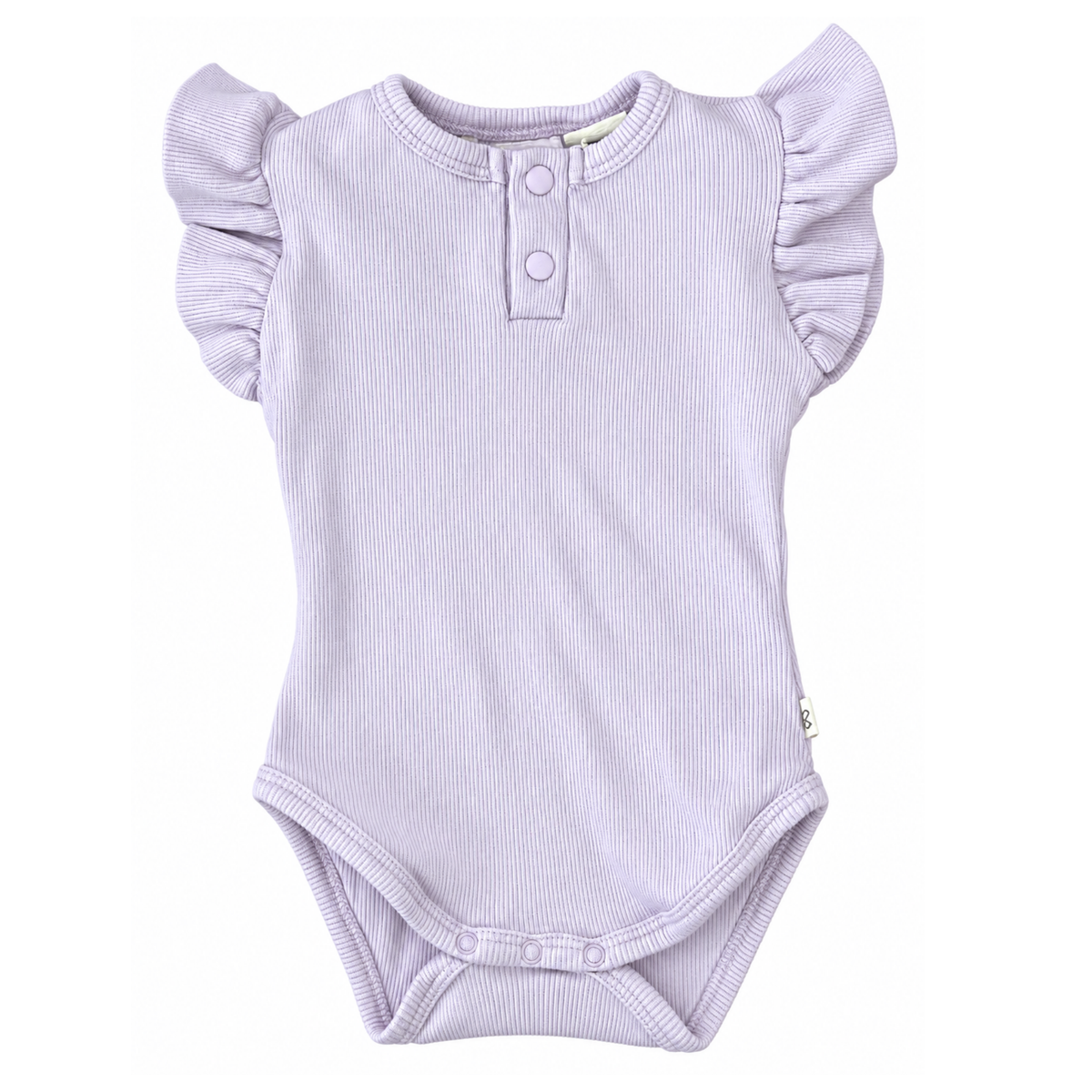 Snuggle Hunny Lavender Short Sleeve Organic Bodysuit with Frill - size 00