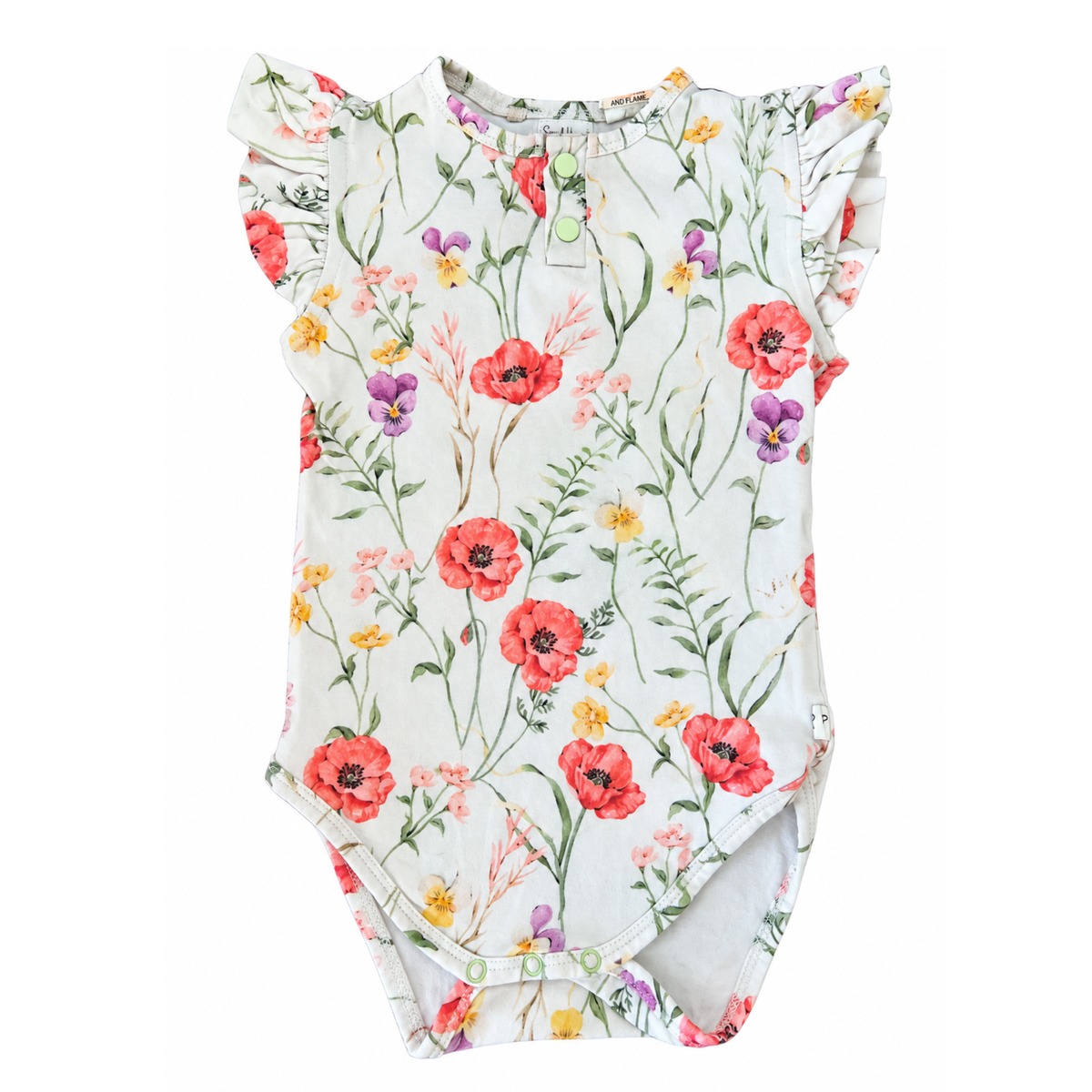 Snuggle Hunny Meadow Short Sleeve Organic Bodysuit with Frill - size 0