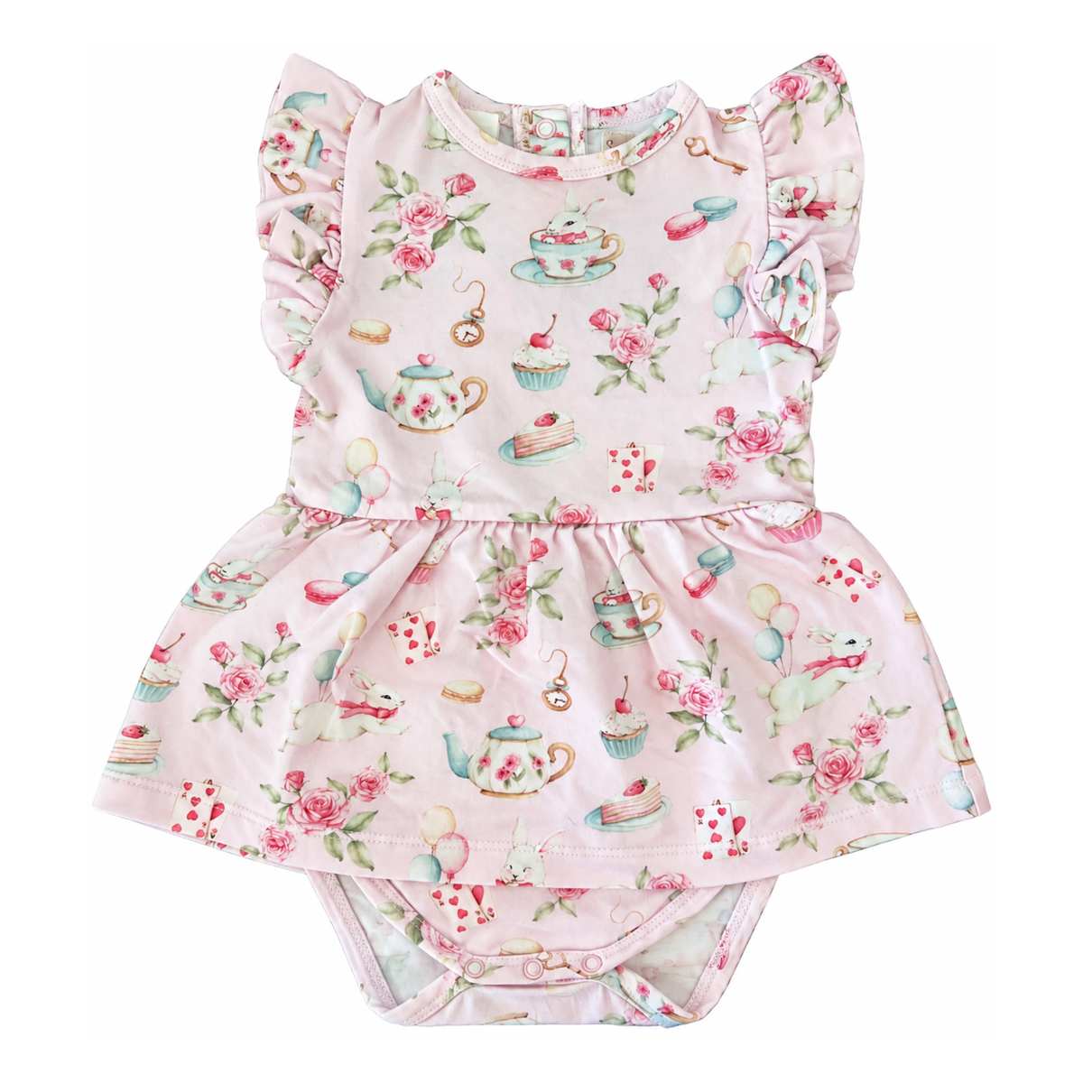Snuggle Hunny Alice's Tea Party Short Sleeve Organic Dress - size 0