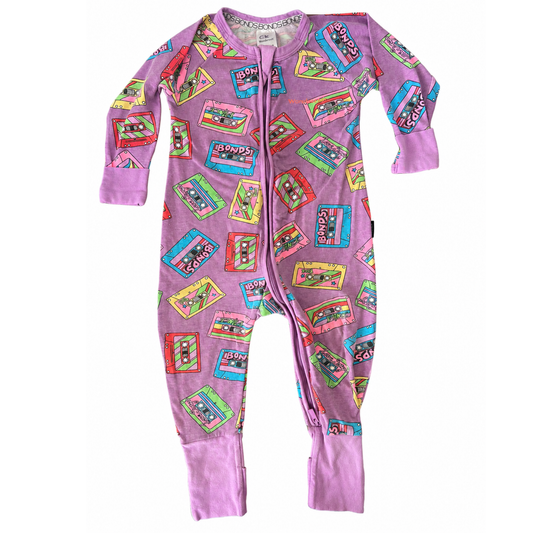 Bonds Wondersuit in cassette tape purple - size 0