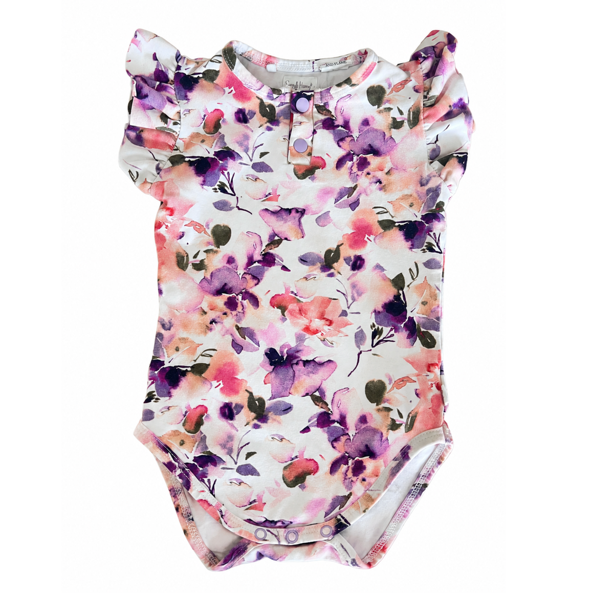 Snuggle Hunny Blushing Beauty Short Sleeve Organic Bodysuit with Frill - size 0