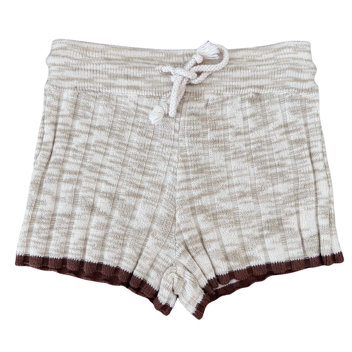Grown Knitted Rib Shorts in Latte - size 0
