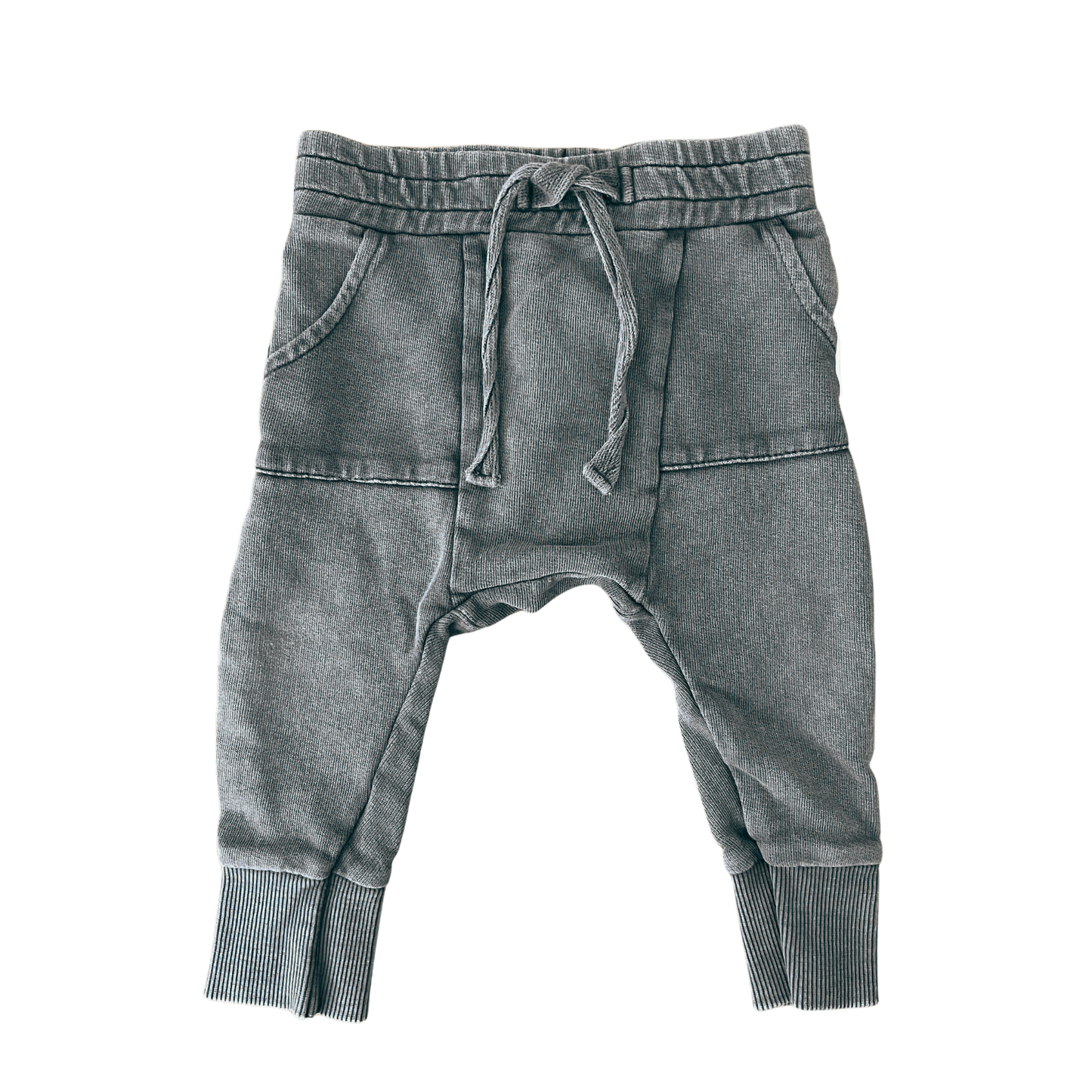 Hux Drop crotch pants in washed charcoal - size 00
