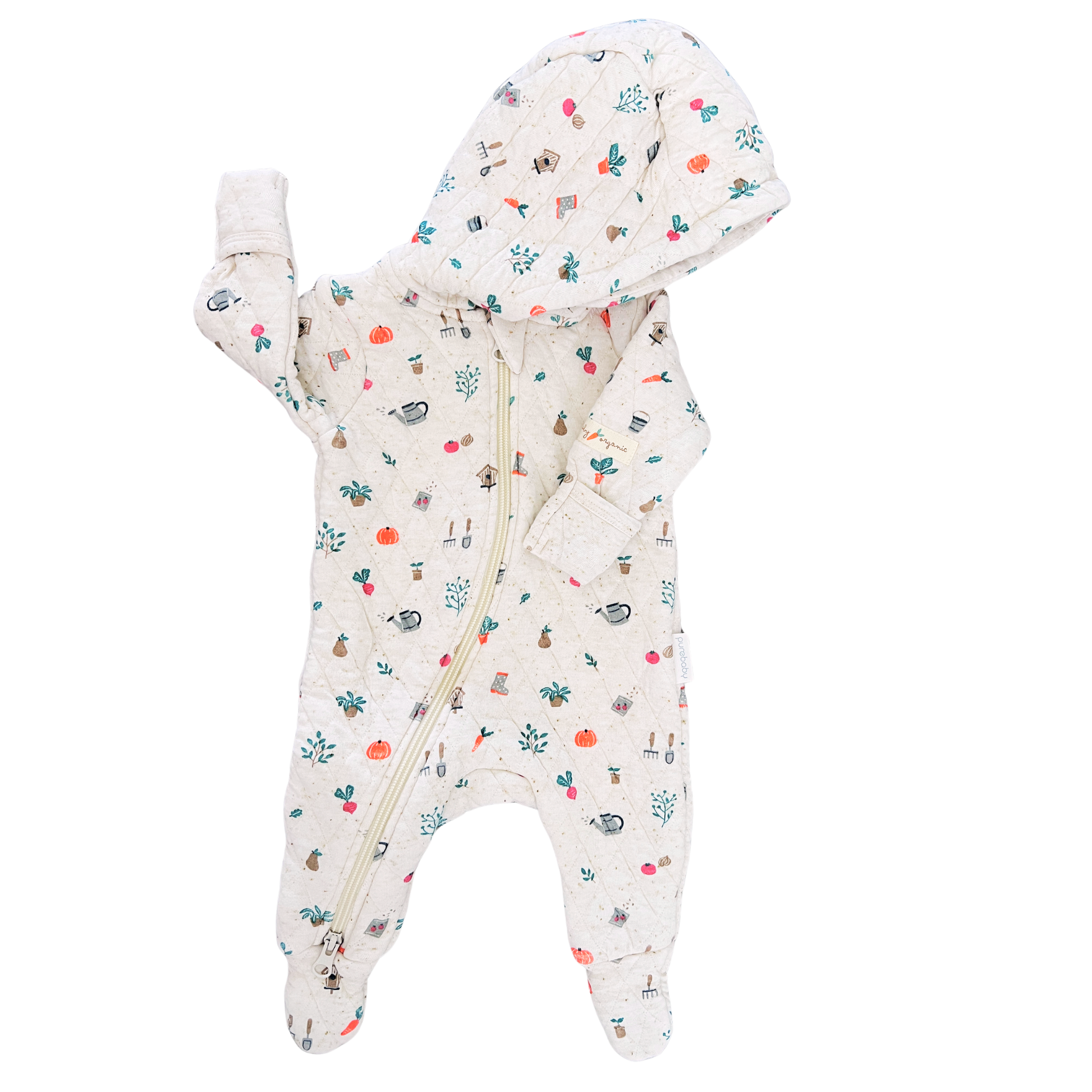 Purebaby quilted veggie patch growsuit - size 0000 image 0