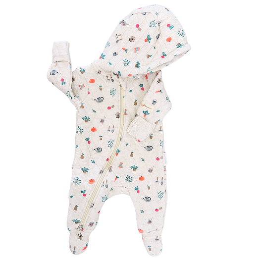 Purebaby quilted veggie patch growsuit - size 0000 image 0