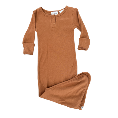 Mini Heritage ribbed gown in rust - size 0-6 months image 1