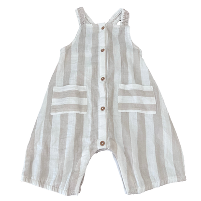 The White Company Crinkle Stripe Romper - size 9-12m