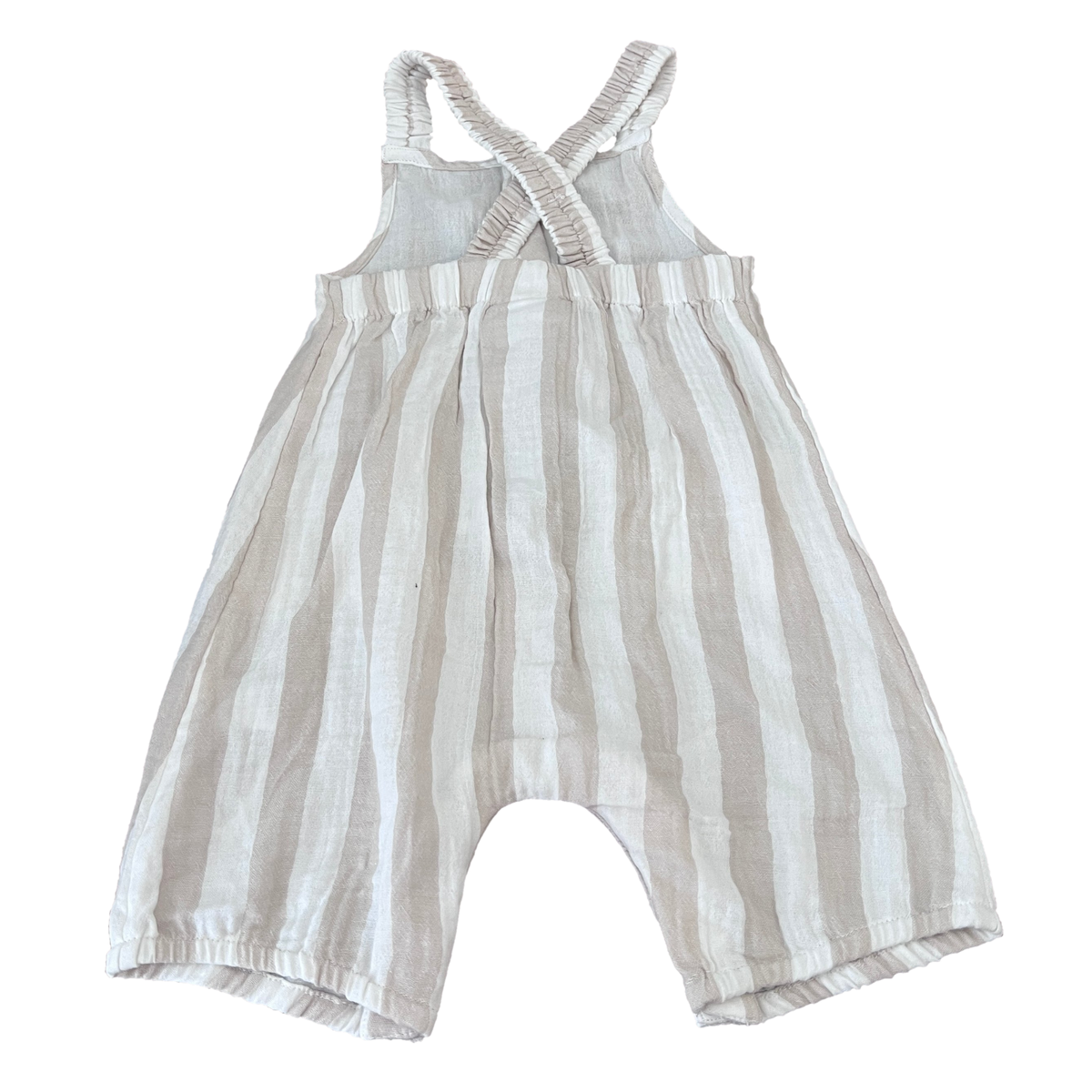 The White Company Crinkle Stripe Romper - size 9-12m