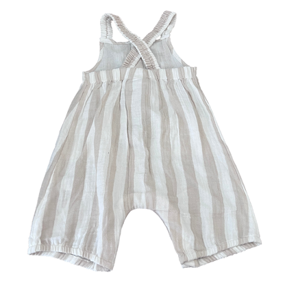 The White Company Crinkle Stripe Romper - size 9-12m