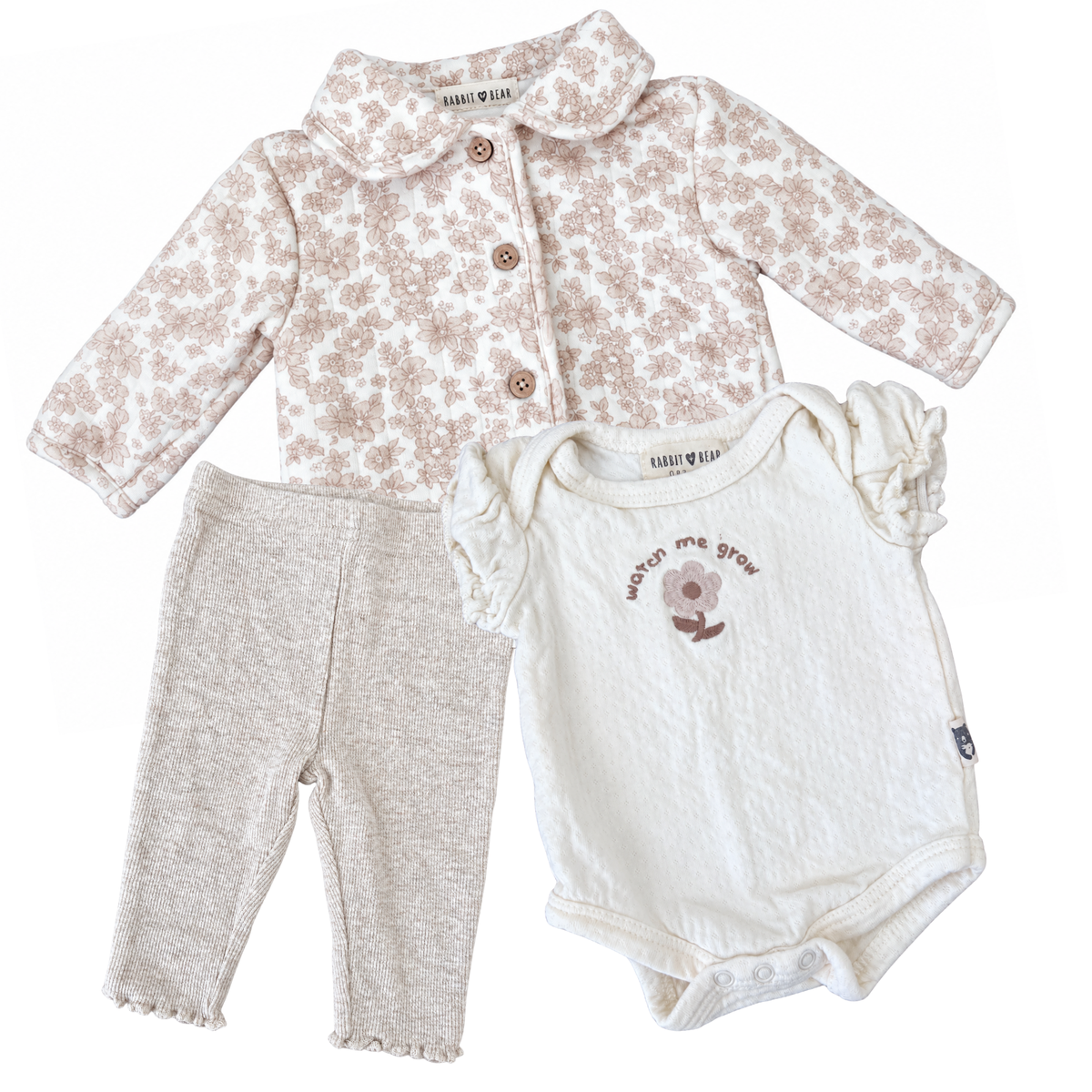 Rabbit+Bear Organic Jacket, Romper & Pants Set - size 000