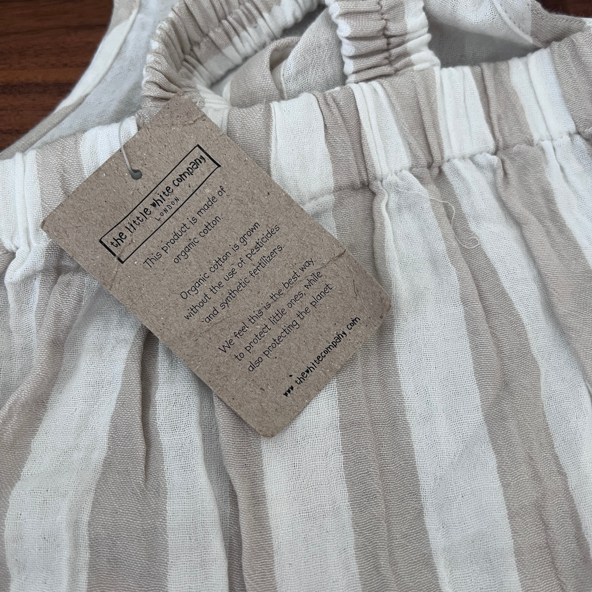 The White Company Crinkle Stripe Romper - size 9-12m