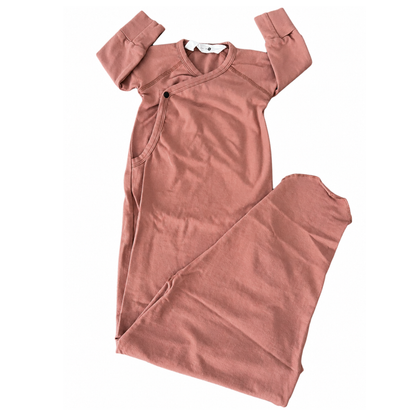 Susukoshi Organic Kimono Gown in Rust - size newborn