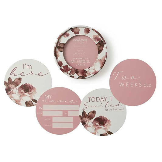 Snuggle Hunny reversible milestone cards - fleur and jewel pink image 0