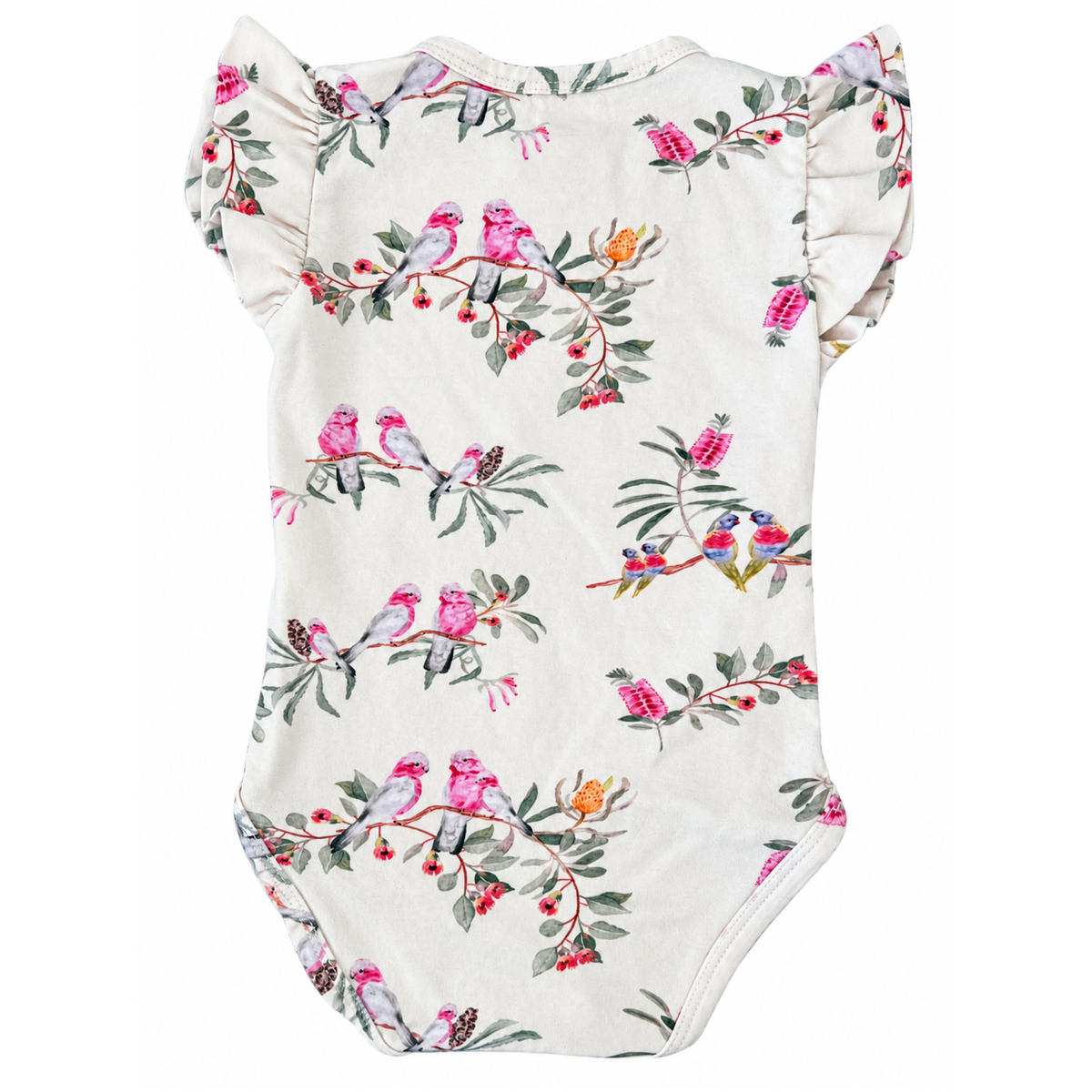 Snuggle Hunny Native Bird Short Sleeve Organic Bodysuit with Frill - size 00