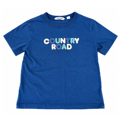 Country Road Blue Boucle Logo Tee - size 4