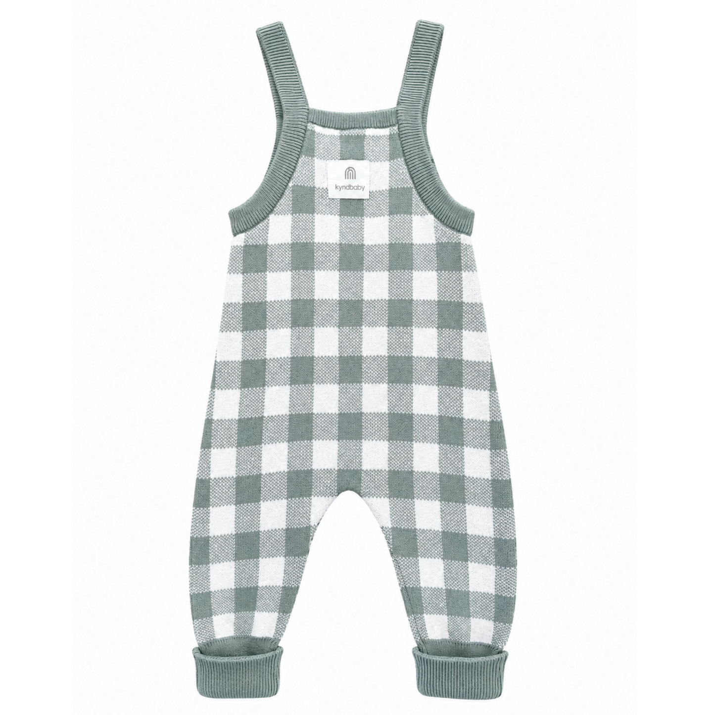 Kynd Baby Jacquard knit overall in sage gingham - size 000