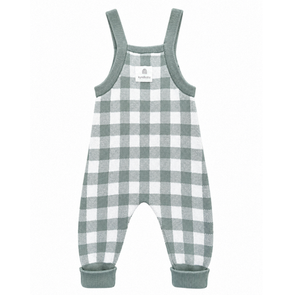 Kynd Baby Jacquard knit overall in sage gingham - size 000