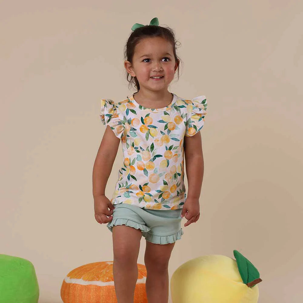 Snuggle Hunny sunny citrus organic t-shirt with frill - size 3 image 2