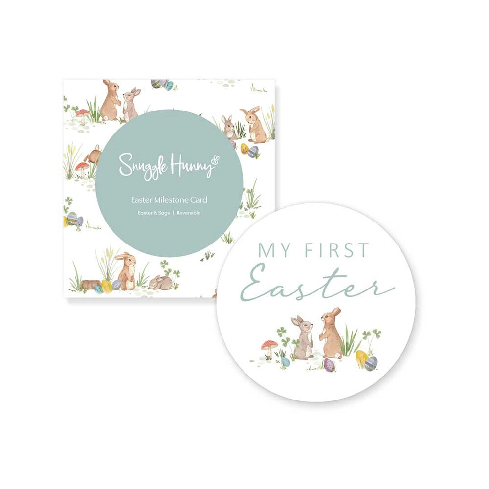 Snuggle Hunny reversible single milestone card - Easter Bunnies image 1