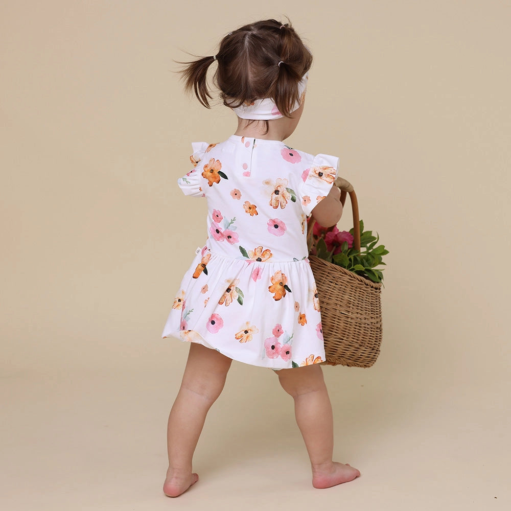 Snuggle Hunny poppy short sleeve organic dress - size 1 image 4