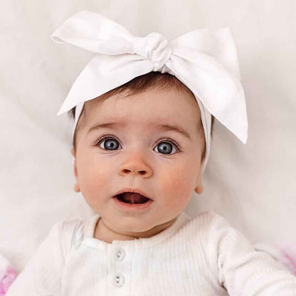 Snuggle Hunny pre-tied linen bow - white image 1