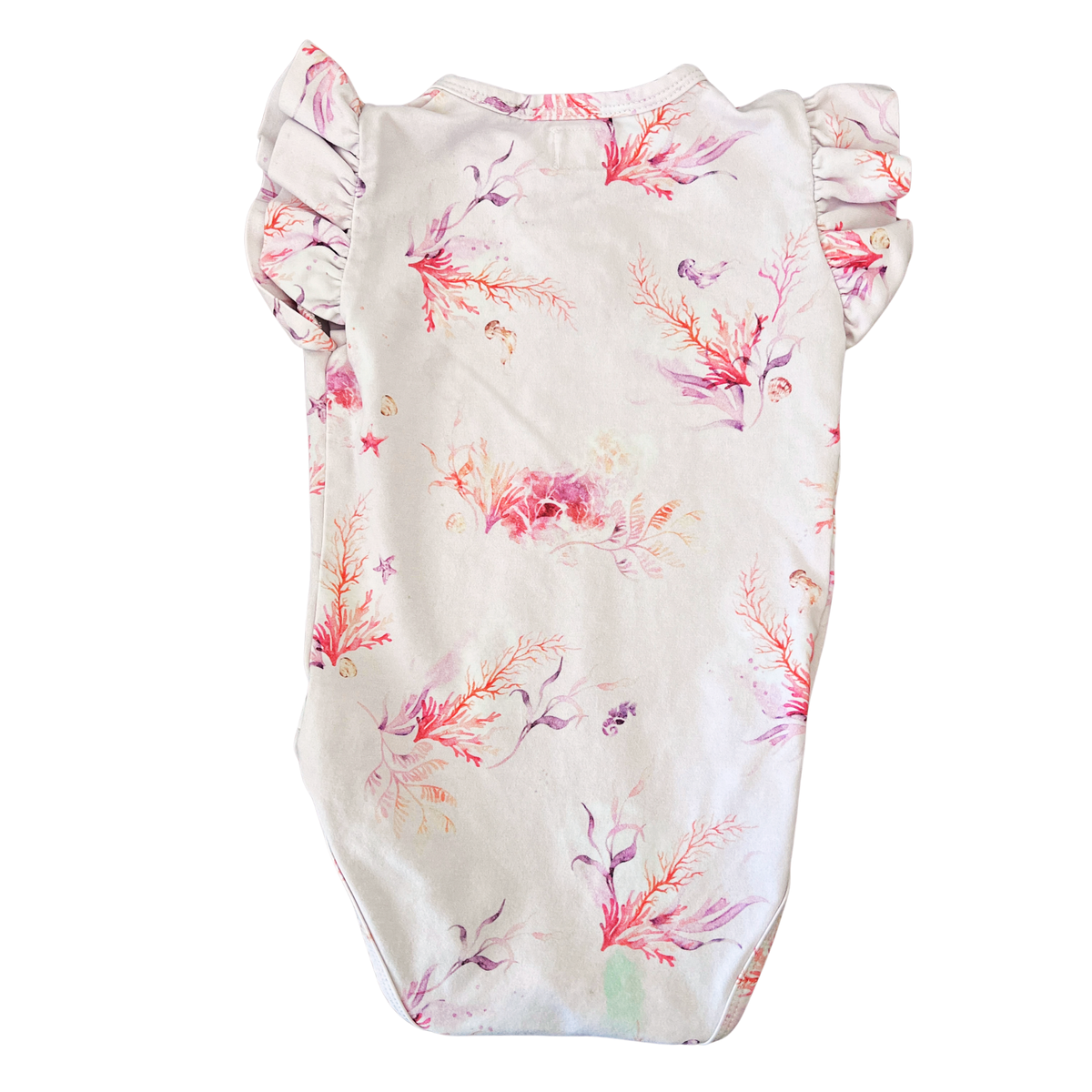 Snuggle Hunny Coral Short Sleeve Organic Bodysuit with Frill - size 0