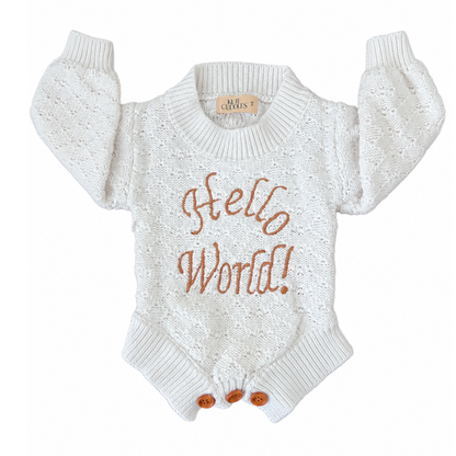 Kute Cuddles Hello World Knit Romper - size 0000