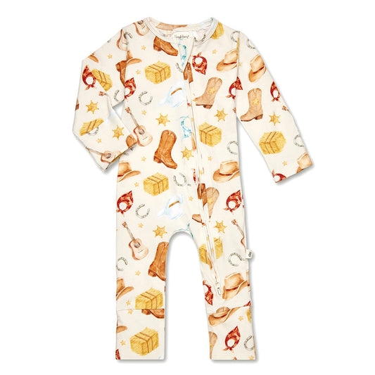 Snuggle Hunny Cowboys organic convertible romper