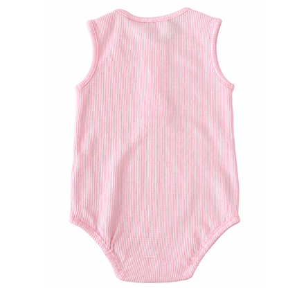La Sienna Waffle Alfie Romper in Peach Dust - size 2