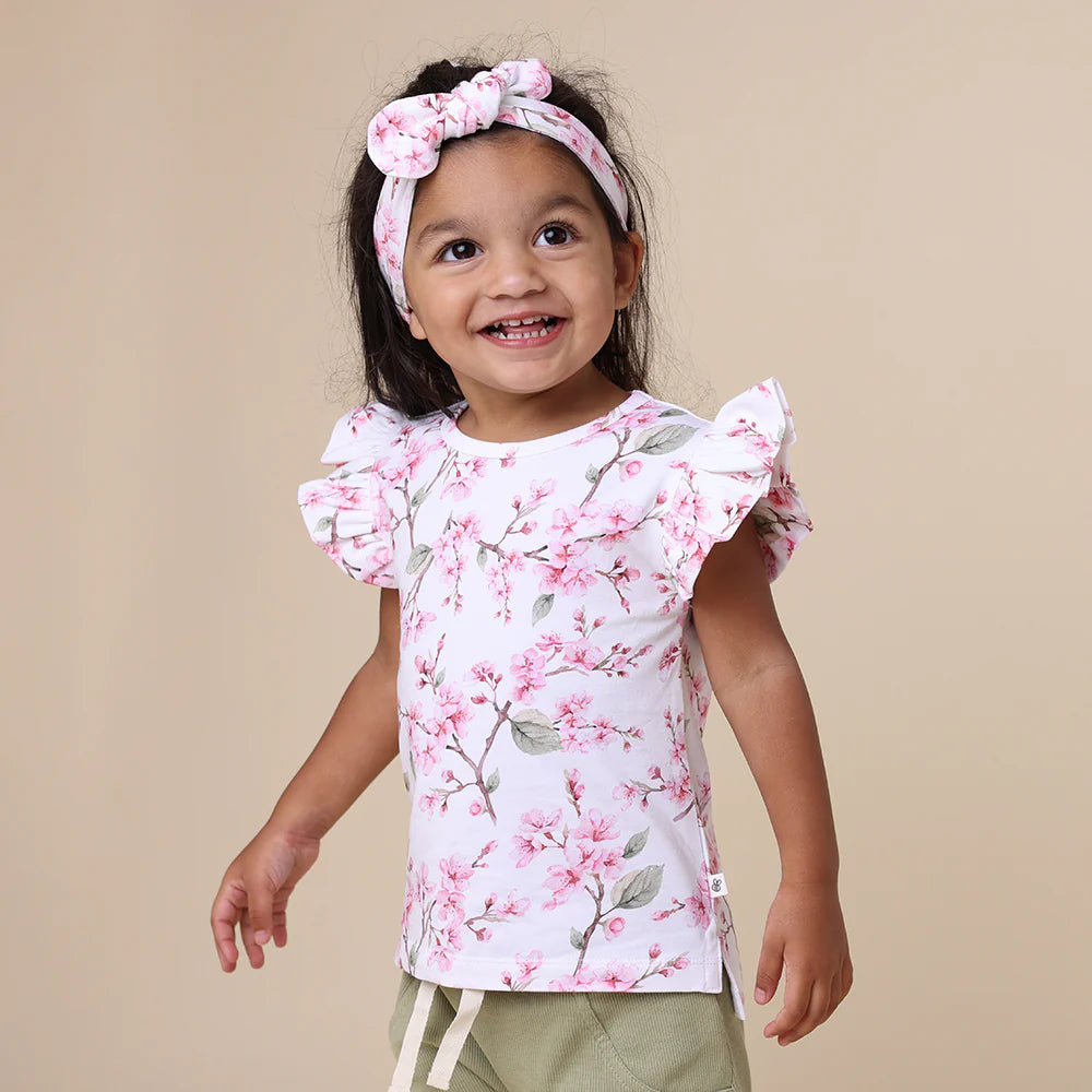 Snuggle Hunny cherry blossom organic t-shirt with frill - size 000 image 1