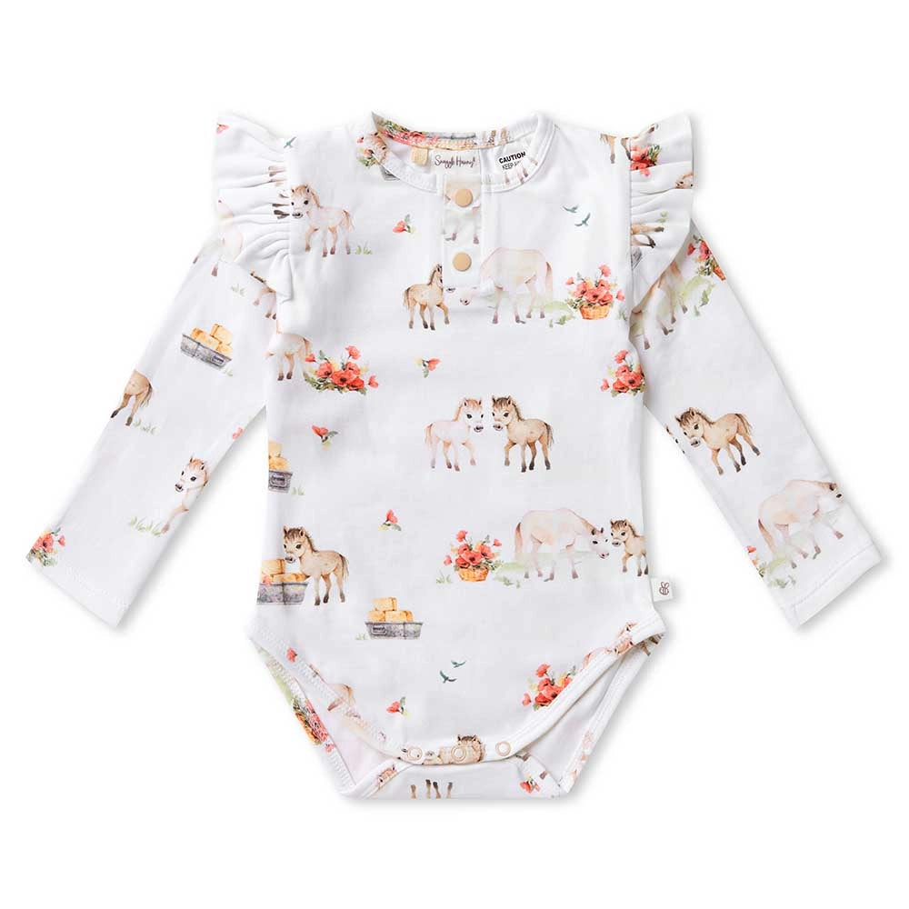 Snuggle Hunny pony pals long sleeve organic bodysuit - size 0 image 0