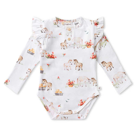 Snuggle Hunny pony pals long sleeve organic bodysuit - size 0 image 0