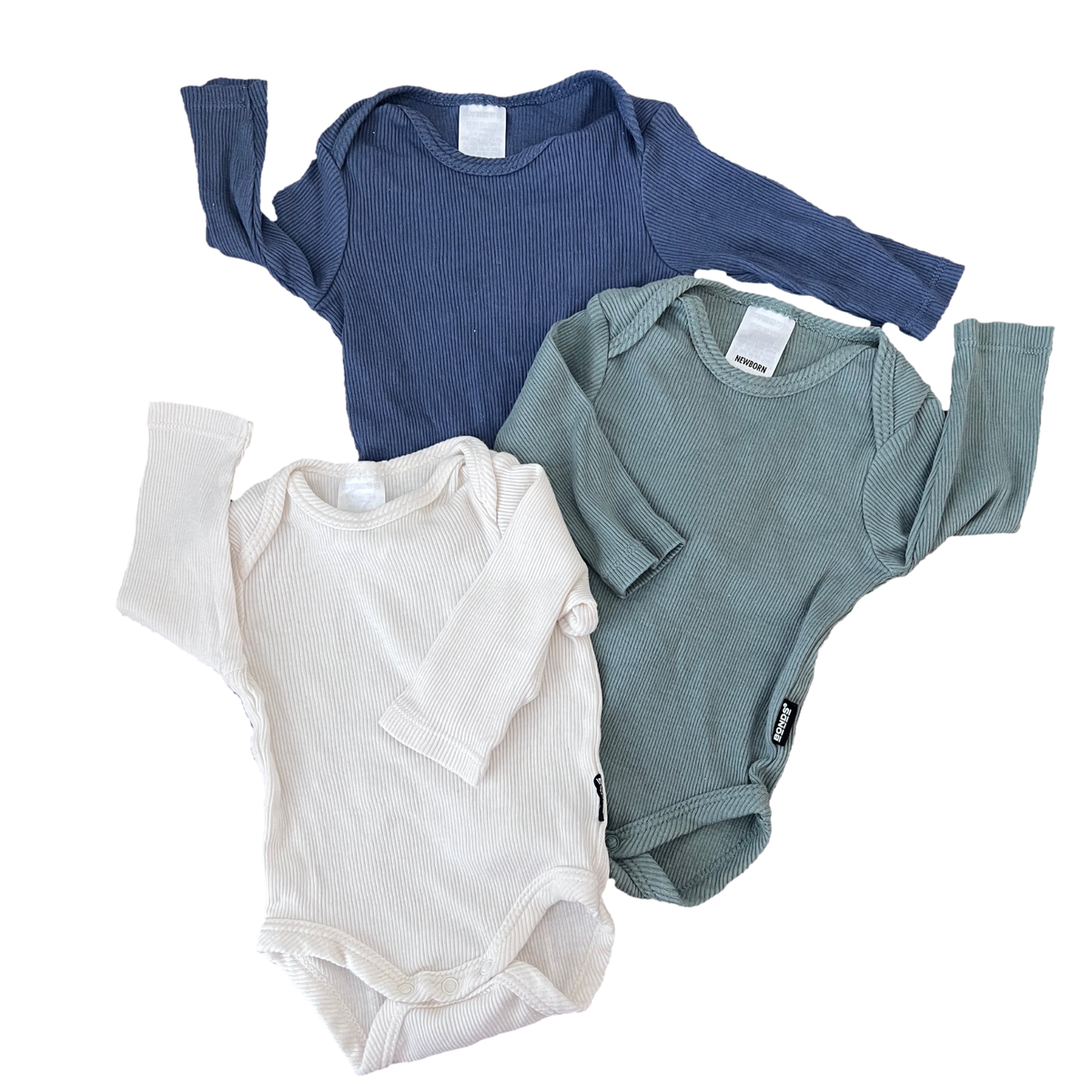 Bonds Rib Longsleeve Bodysuit 3 Pack - size 0000