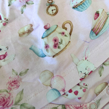 Snuggle Hunny Alice's Tea Party Short Sleeve Organic Dress - size 0