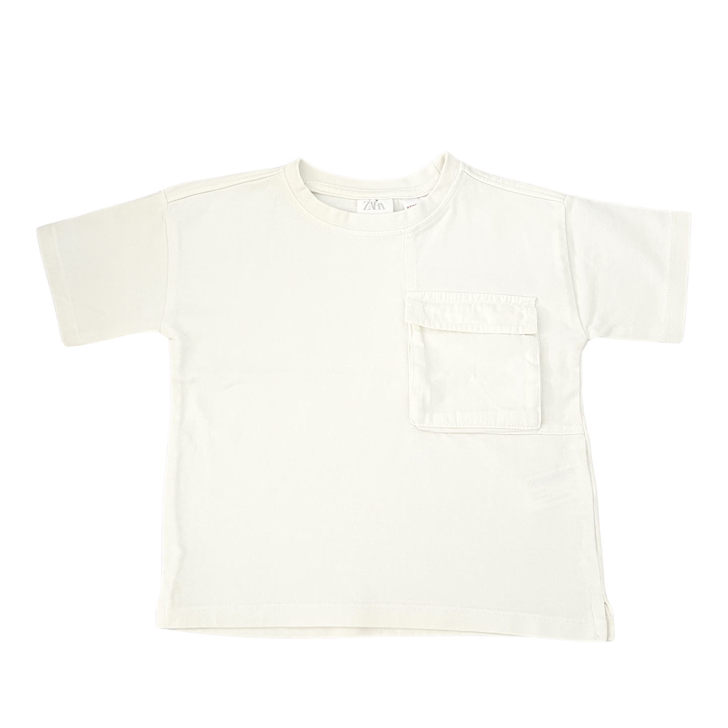 Zara pocket t-shirt in cream - size 2 image 0